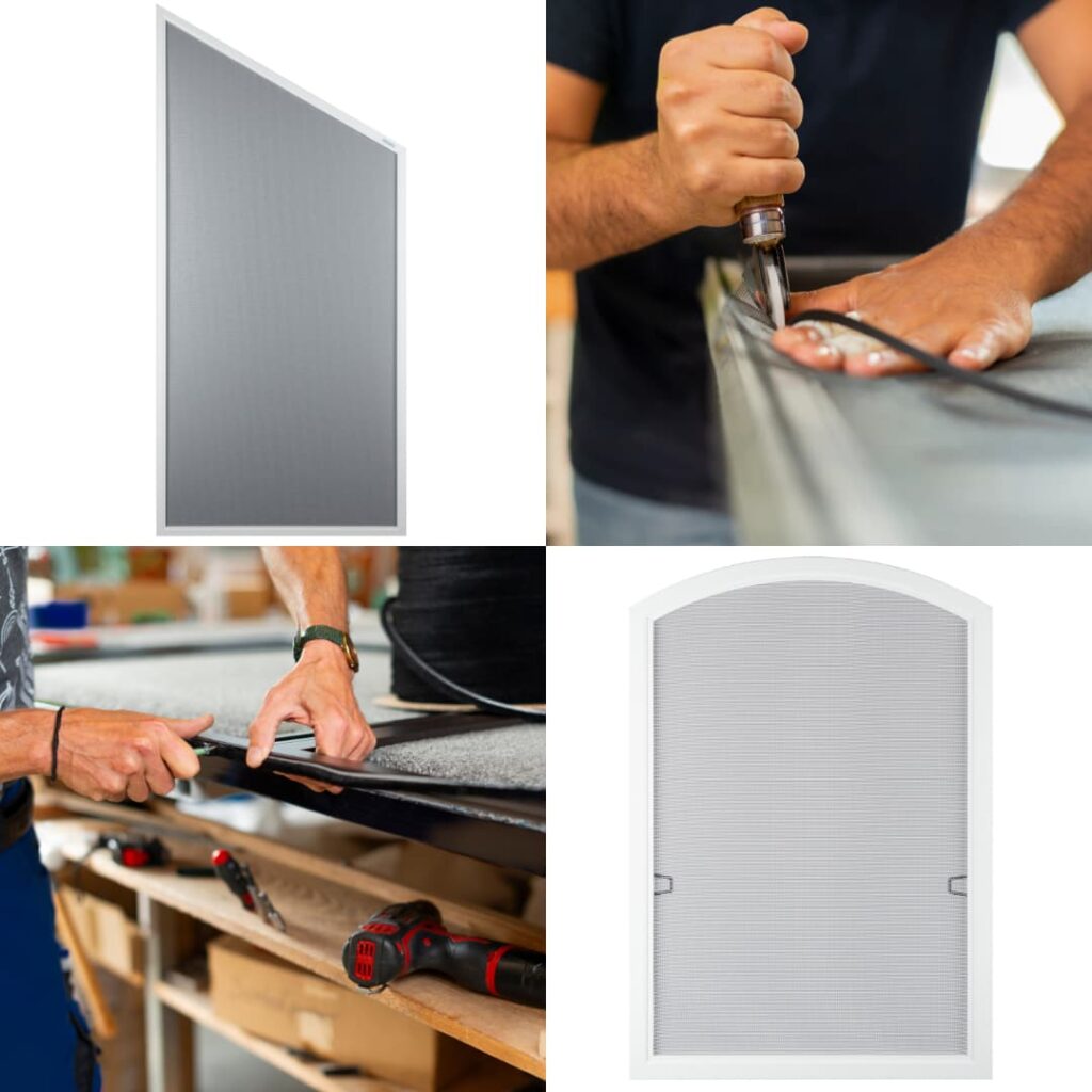 Arbeiter bei der Herstellung von Insektenschutz Gittern